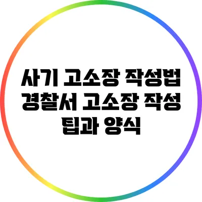 사기 고소장 작성법: 경찰서 고소장 작성 팁과 양식