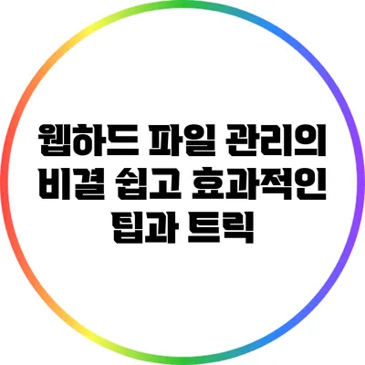 웹하드 파일 관리의 비결: 쉽고 효과적인 팁과 트릭