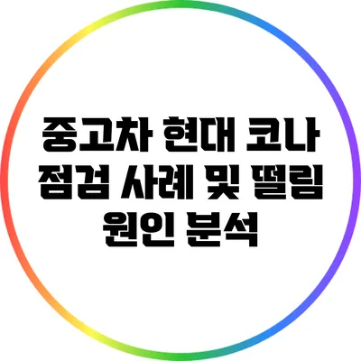 중고차 현대 코나 점검 사례 및 떨림 원인 분석