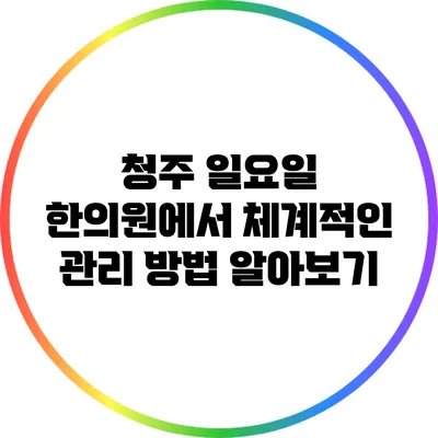 청주 일요일 한의원에서 체계적인 관리 방법 알아보기