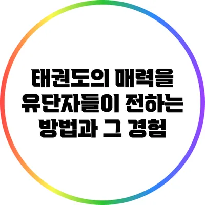 태권도의 매력을 유단자들이 전하는 방법과 그 경험