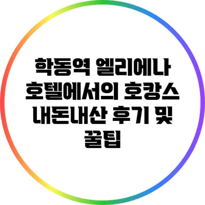 학동역 엘리에나 호텔에서의 호캉스: 내돈내산 후기 및 꿀팁