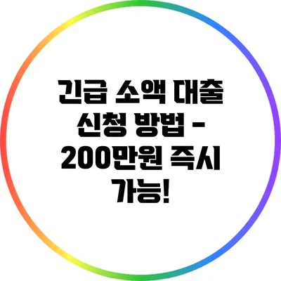 긴급 소액 대출 신청 방법 - 200만원 즉시 가능!