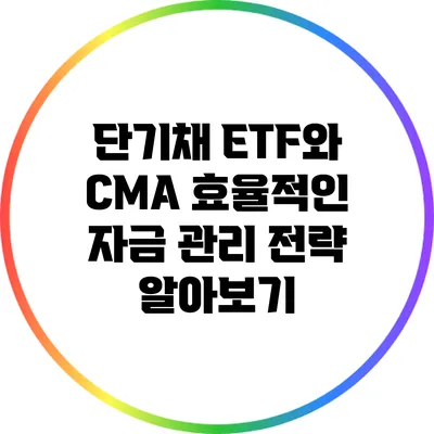 단기채 ETF와 CMA: 효율적인 자금 관리 전략 알아보기