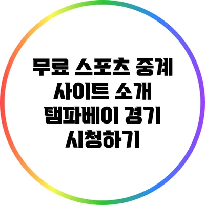 무료 스포츠 중계 사이트 소개: 탬파베이 경기 시청하기