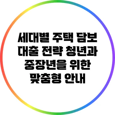 세대별 주택 담보 대출 전략: 청년과 중장년을 위한 맞춤형 안내
