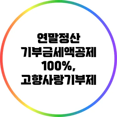 연말정산 기부금세액공제 100%, 고향사랑기부제