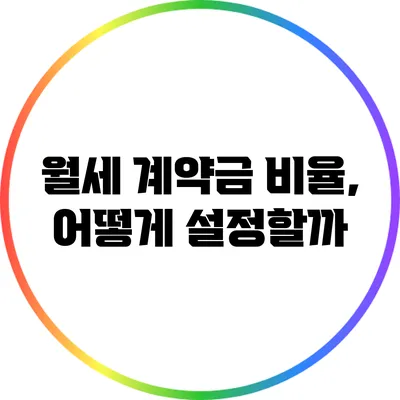 월세 계약금 비율, 어떻게 설정할까?