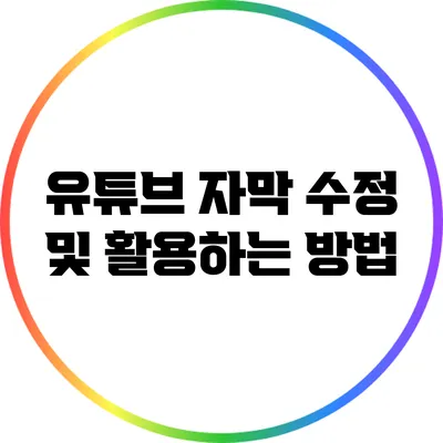 유튜브 자막 수정 및 활용하는 방법