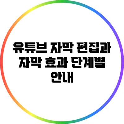 유튜브 자막 편집과 자막 효과 단계별 안내