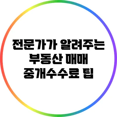 전문가가 알려주는 부동산 매매 중개수수료 팁