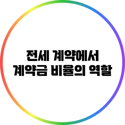 전세 계약에서 계약금 비율의 역할