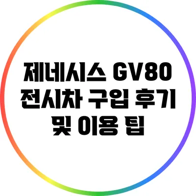 제네시스 GV80 전시차 구입 후기 및 이용 팁