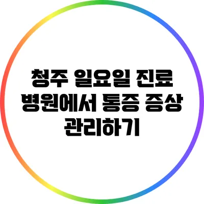 청주 일요일 진료 병원에서 통증 증상 관리하기