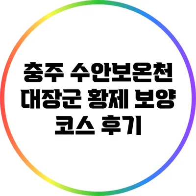 충주 수안보온천 대장군 황제 보양 코스 후기