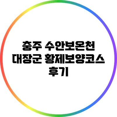 충주 수안보온천 대장군 황제보양코스 후기
