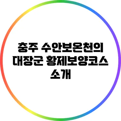 충주 수안보온천의 대장군 황제보양코스 소개