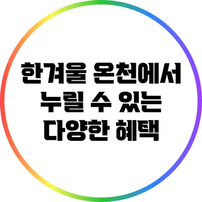 한겨울 온천에서 누릴 수 있는 다양한 혜택