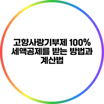 고향사랑기부제: 100% 세액공제를 받는 방법과 계산법