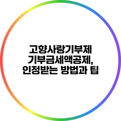 고향사랑기부제 기부금세액공제, 인정받는 방법과 팁