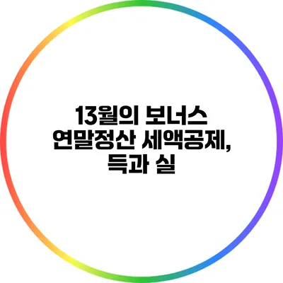 13월의 보너스 연말정산 세액공제, 득과 실