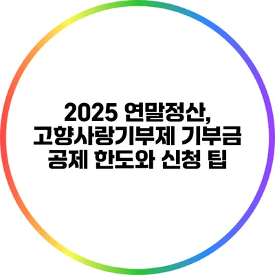 2025 연말정산, 고향사랑기부제 기부금 공제 한도와 신청 팁