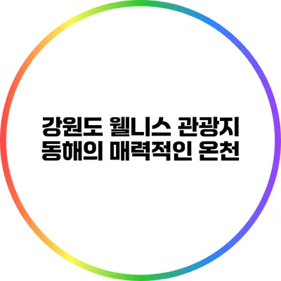 강원도 웰니스 관광지: 동해의 매력적인 온천
