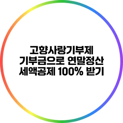 고향사랑기부제 기부금으로 연말정산 세액공제 100% 받기