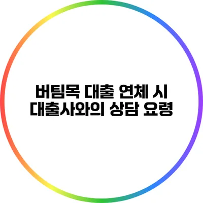 버팀목 대출 연체 시 대출사와의 상담 요령
