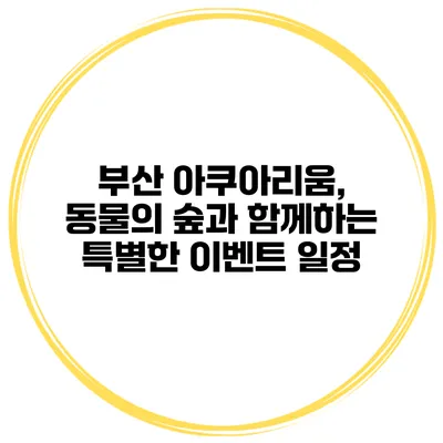 부산 아쿠아리움, 동물의 숲과 함께하는 특별한 이벤트 일정