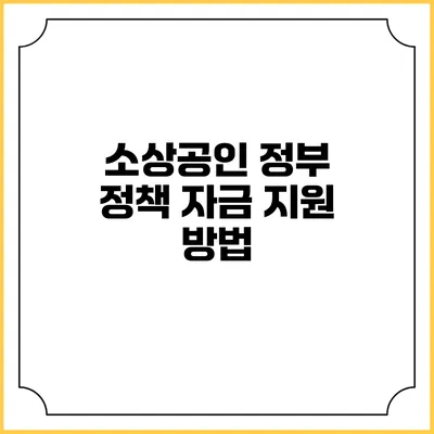 소상공인 정부 정책 자금 지원 방법