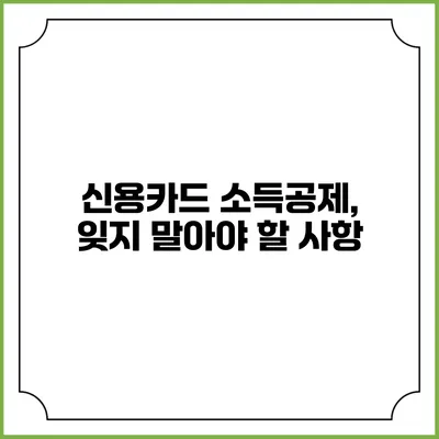 신용카드 소득공제, 잊지 말아야 할 사항