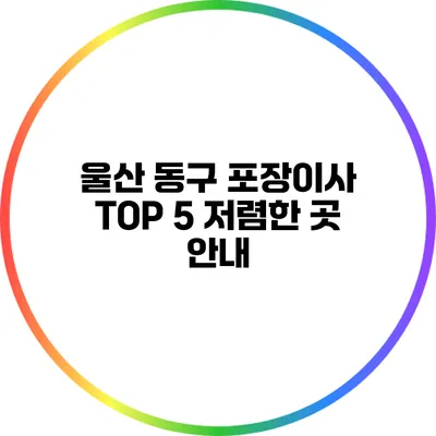 울산 동구 포장이사 TOP 5 저렴한 곳 안내