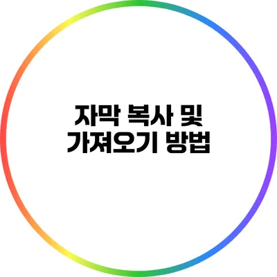 자막 복사 및 가져오기 방법