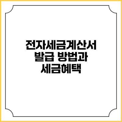 전자세금계산서 발급 방법과 세금혜택