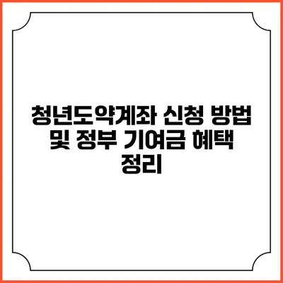 청년도약계좌 신청 방법 및 정부 기여금 혜택 정리