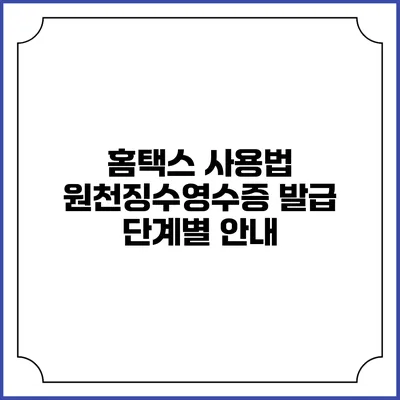 홈택스 사용법 원천징수영수증 발급 단계별 안내