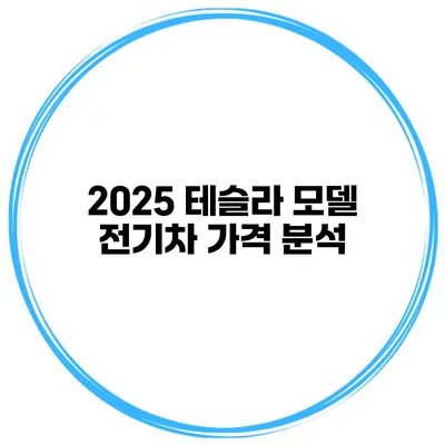 2025 테슬라 모델 전기차 가격 분석