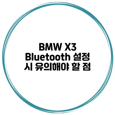 BMW X3 Bluetooth 설정 시 유의해야 할 점