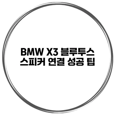 BMW X3 블루투스 스피커 연결 성공 팁
