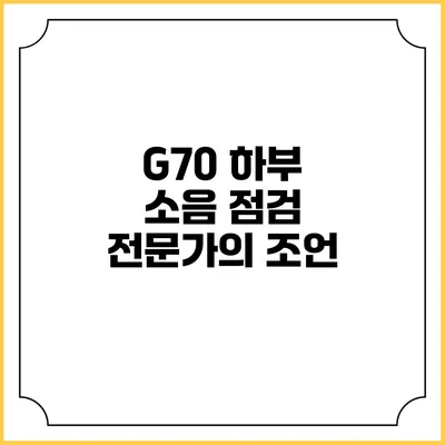 G70 하부 소음 점검 전문가의 조언