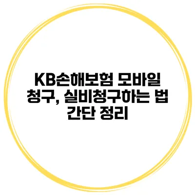 KB손해보험 모바일 청구, 실비청구하는 법 간단 정리
