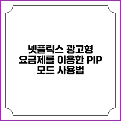 넷플릭스 광고형 요금제를 이용한 PIP 모드 사용법