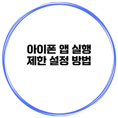 아이폰 앱 실행 제한 설정 방법