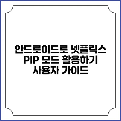 안드로이드로 넷플릭스 PIP 모드 활용하기 사용자 가이드