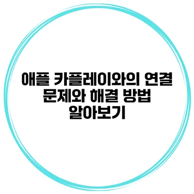 애플 카플레이와의 연결 문제와 해결 방법 알아보기