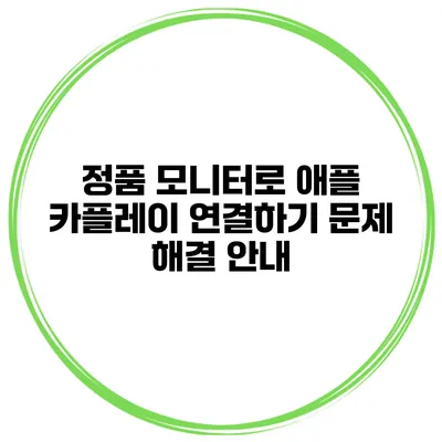 정품 모니터로 애플 카플레이 연결하기 문제 해결 안내