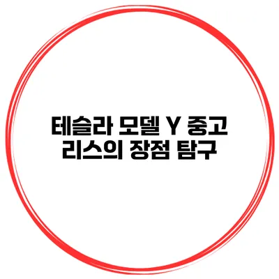 테슬라 모델 Y 중고 리스의 장점 탐구